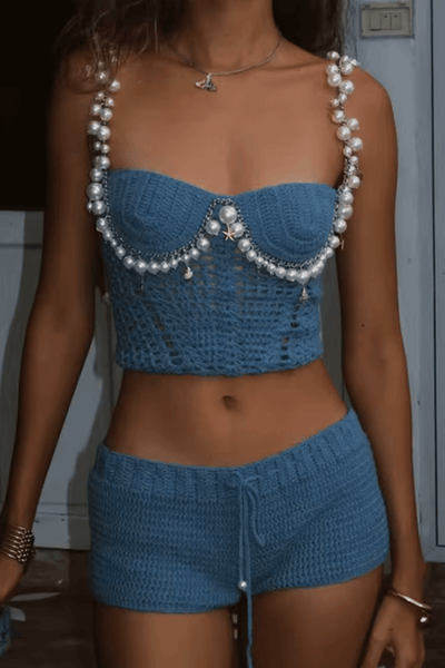 Anaïs – Ensemble crochet perlé (camisole + short)